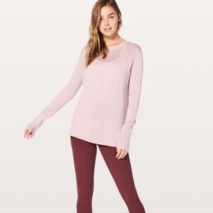 Lululemon Bring It Backbend Sweater Open Back Size 6 Porcelain Pink